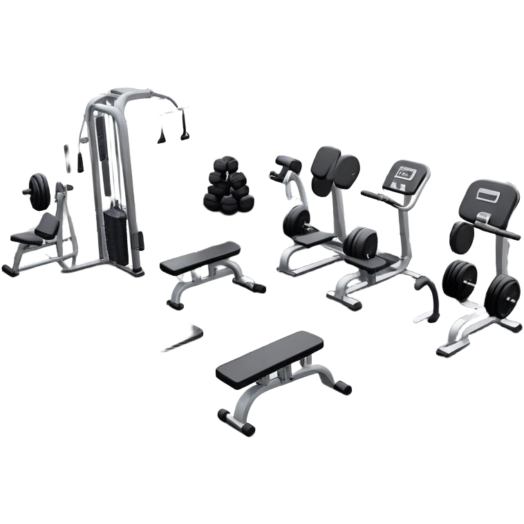 fitness gym with dumbbells and exercise machines emoji