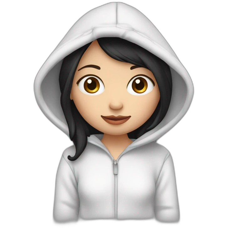 fille en pyjama vache avec capuche , peau noir yeux noisette cheveux noir emoji
