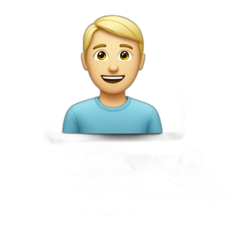 computer with the video call on the screen emoji