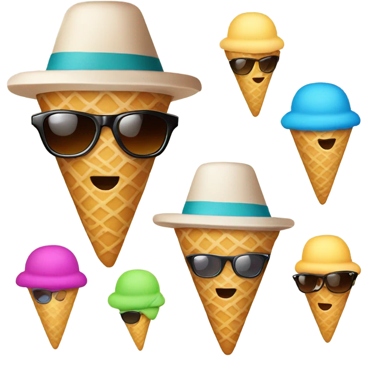Ice cream wearing a hat and sunglasses emoji