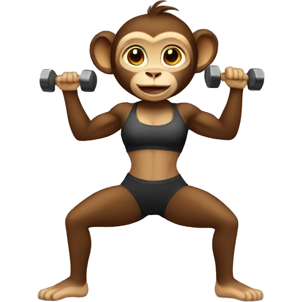 Female monkey doing weights in gym  emoji