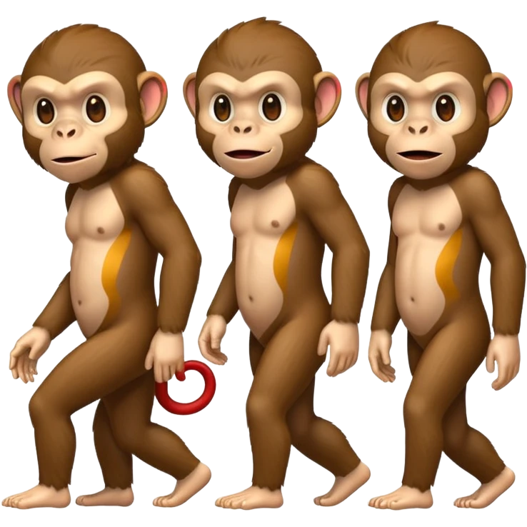 evolution sequence showing ape to monkey to man, emoji style emoji