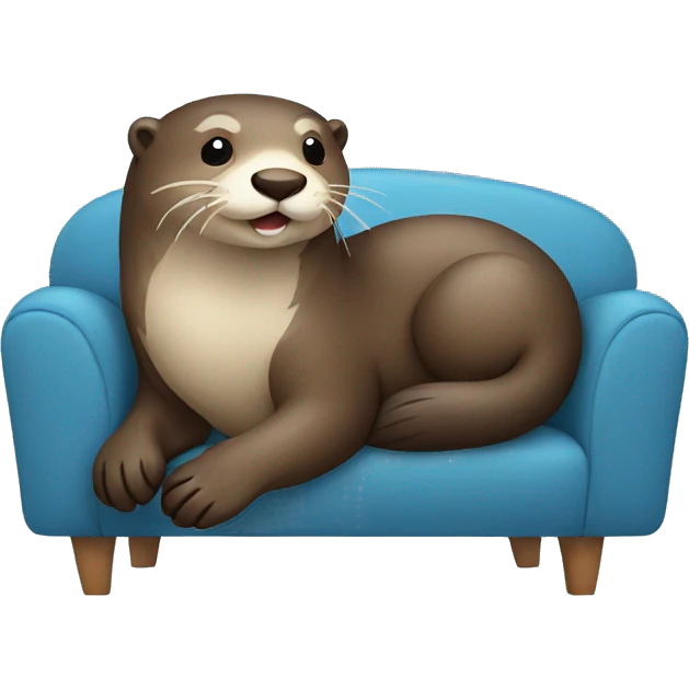 happy otter sitting on a blue sofa emoji