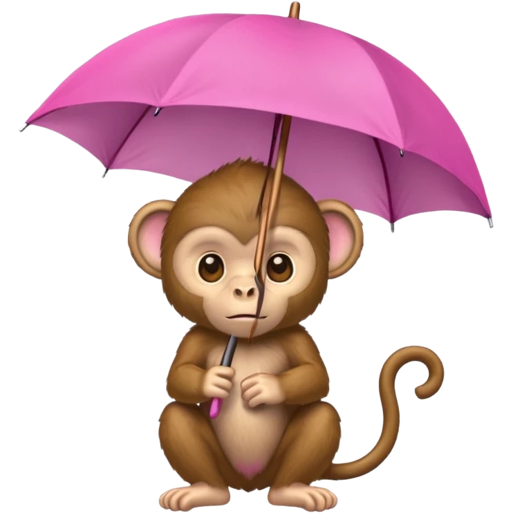 monkey with pink umbrella closeup view emoji