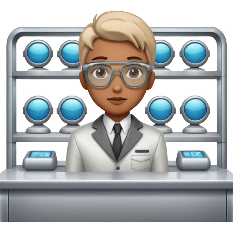 a counter with glasses and futurist, its a person  emoji