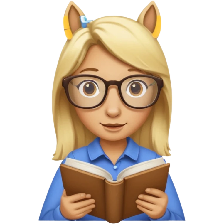 blondie horse read book with glasses emoji