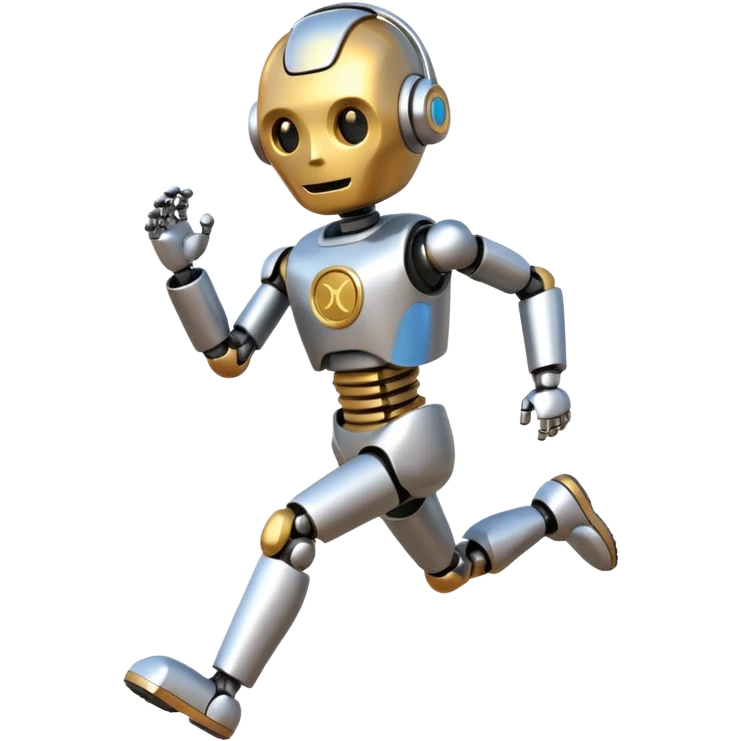 Robot picking running a marathon with gold medal emoji