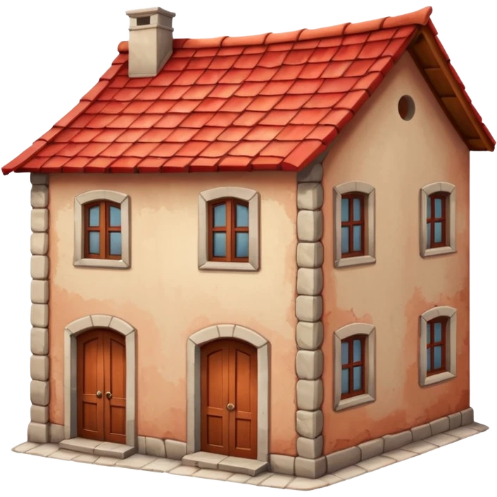 old, tall crooked building with red roof.




 emoji