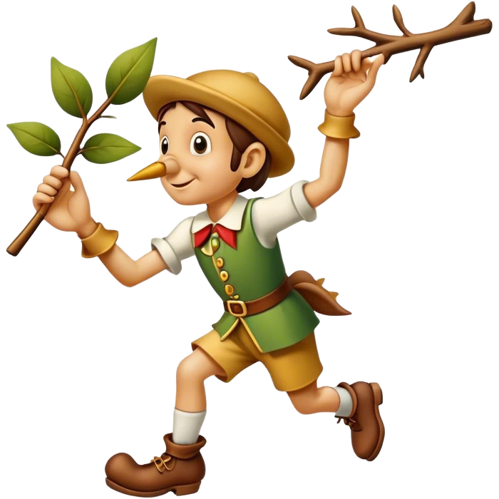 Pinnochio with a branch nose  emoji