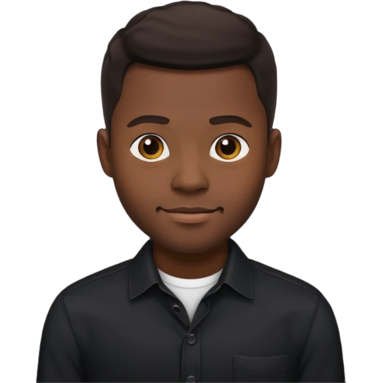 Handsome black man in a black button up shirt and black pants emoji