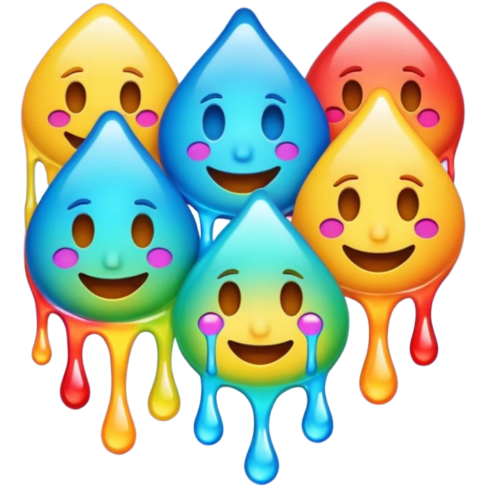 Colorful psychedelic melting dripping emojis emoji