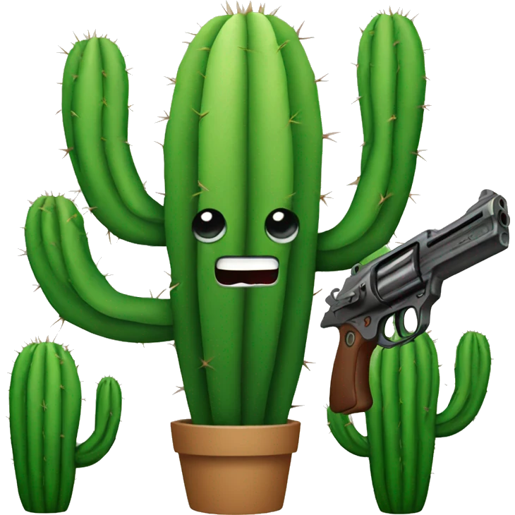 Cactus holding gun emoji