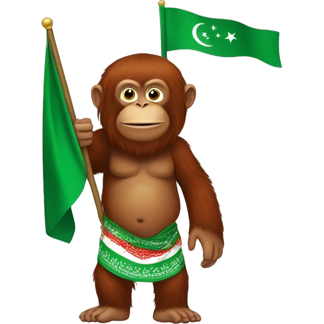 Orangutan with the flag of Turkmenistan emoji