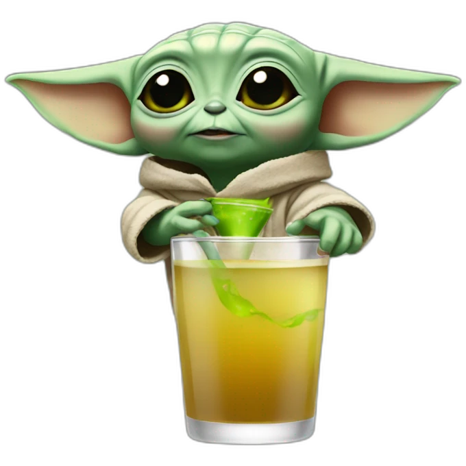 baby yoda drinking vodka emoji