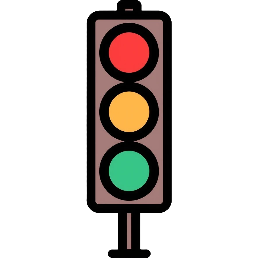 traffic light with red light illuminated, stop signal emoji