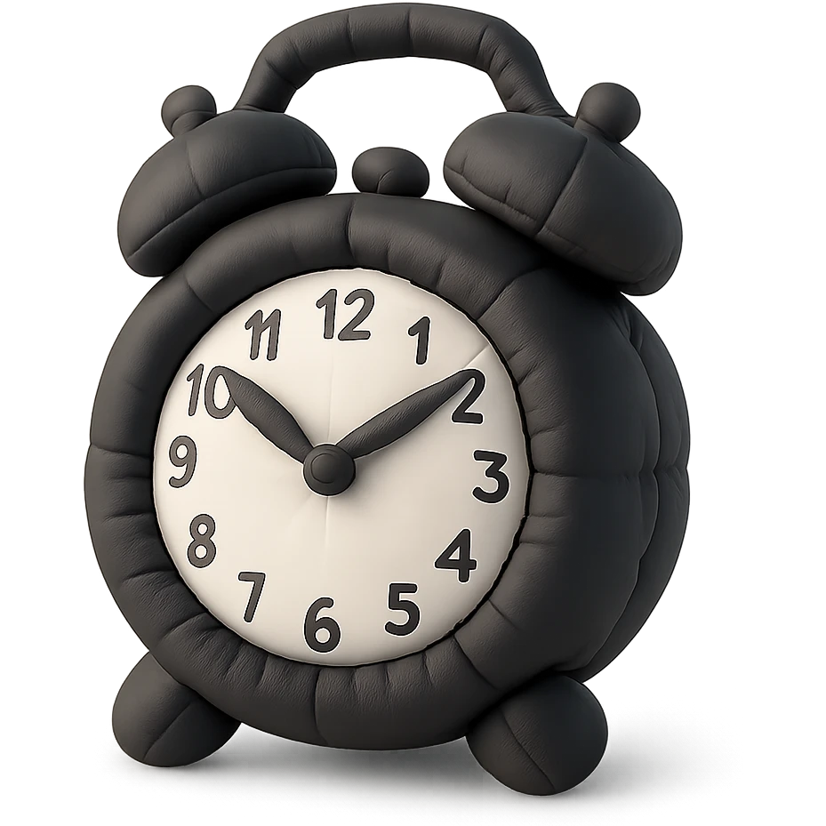 black vintage alarm clock emoji