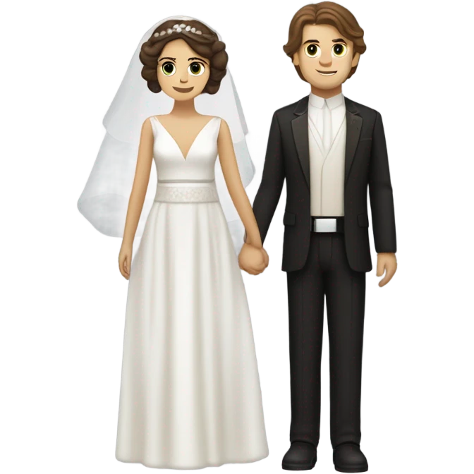 Anakin and dark haired woman getting married emoji
