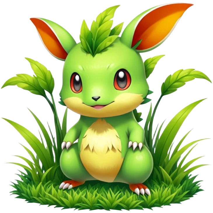 Elemental grass-type-ground-type magical colorful exotic animesque Pokémon-Fakémon-animal-creature emoji