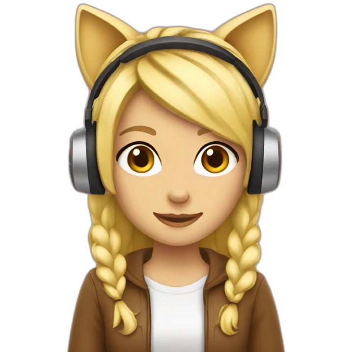 she blond developer catty ears headphones emoji