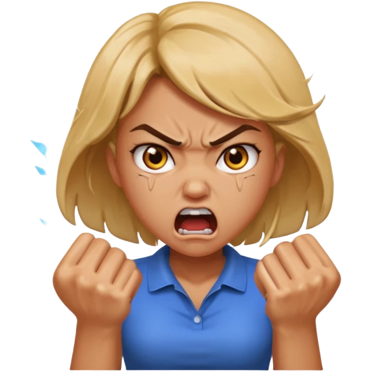 very angry and mad enraged fuming foaming at the mouth emoji really mad and sweating lots of detail girl  emoji