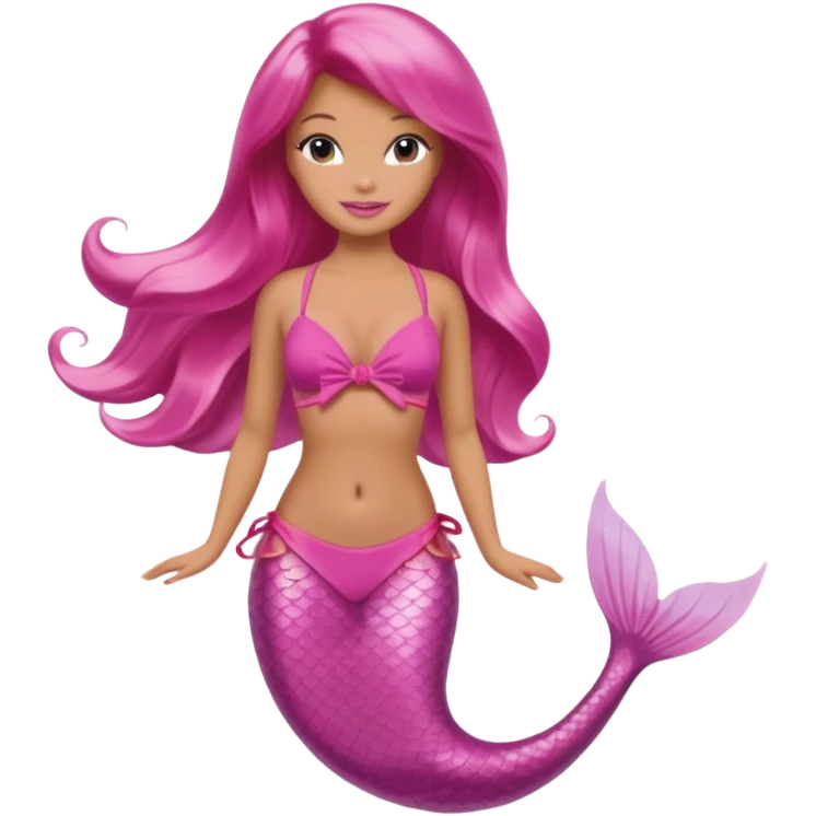 barbie merliah summers with a pink mermaid tail, a pink bikini top emoji