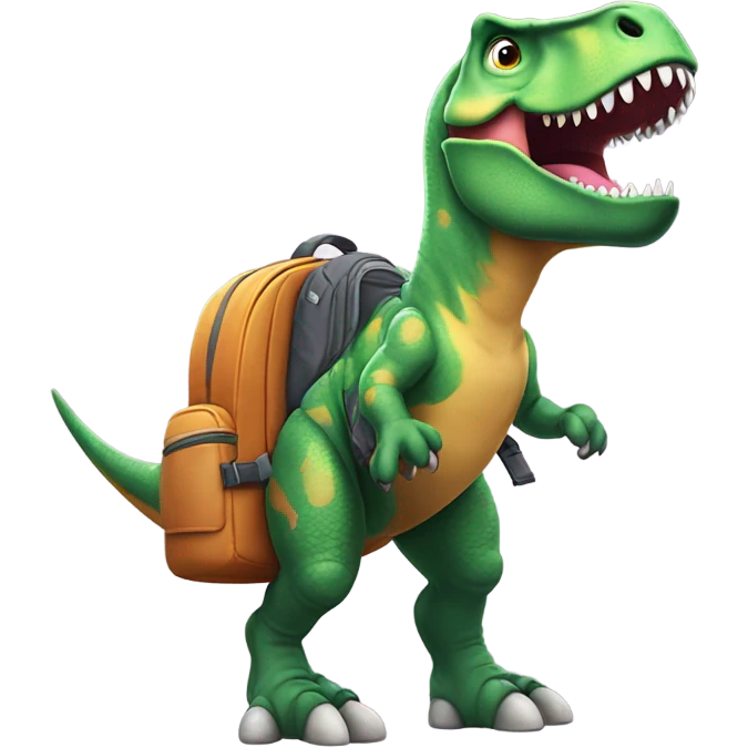 T rex with boots and a backpack  emoji