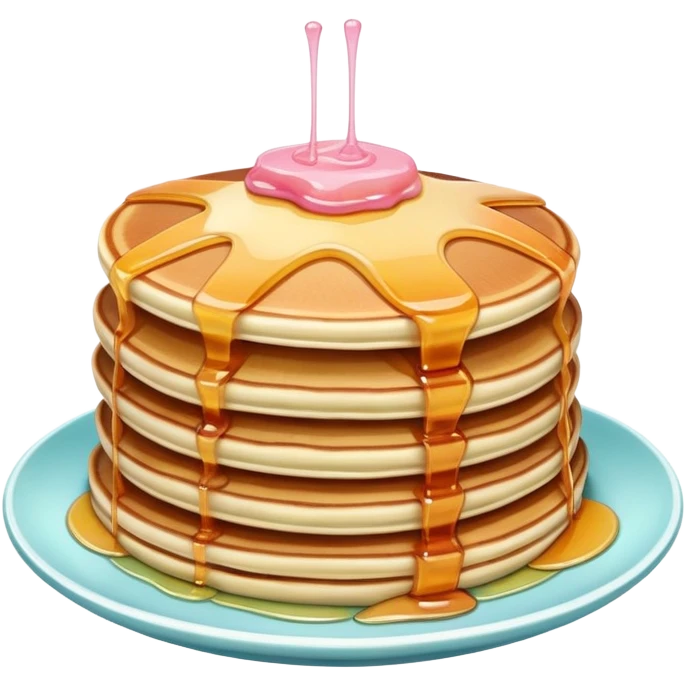 Pancakes with pastel colorful syrup emoji