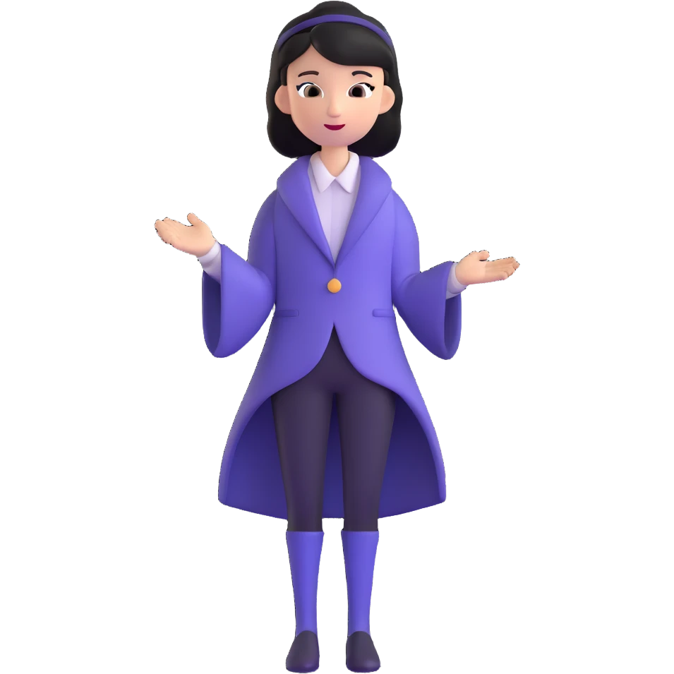 whimsical character with elegant simple outfit and mysterious aura emoji