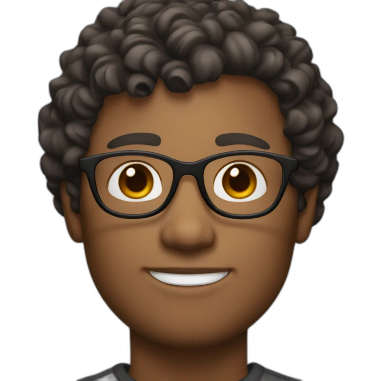 Memoji, male, lighter skin, short curly hair, glasses emoji