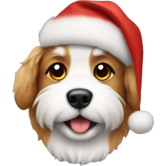 Fluffy dog with Christmas hat  emoji