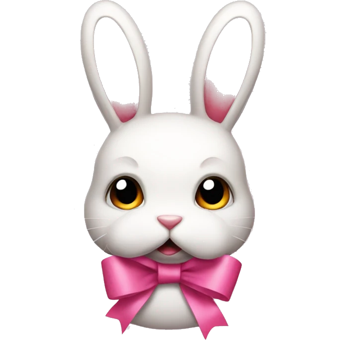 A cute but angry pink ribbon rabbit emoji