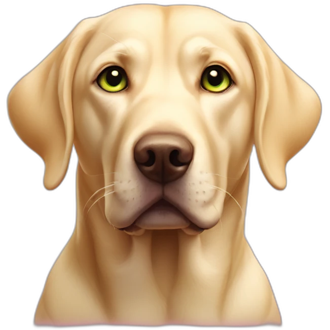 yellow labrador pink nose green eyes pink nostrils emoji
