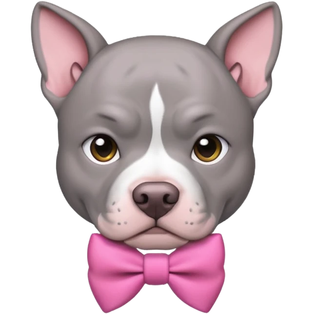 Grey pitbull with a pink bow emoji