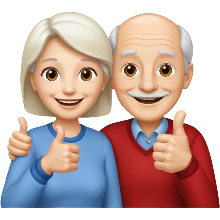 elderly man and woman giving a thumbs up emoji