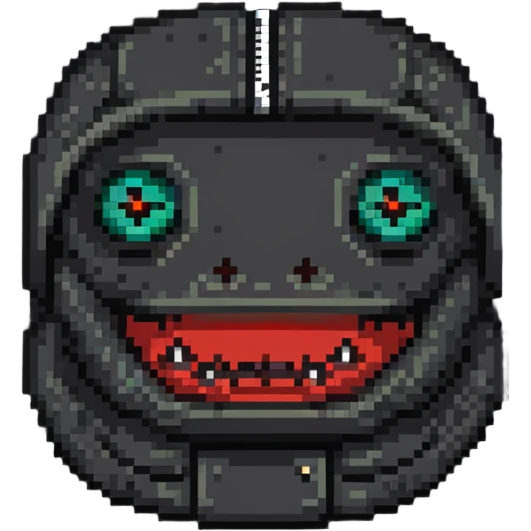 sackface with patches, buttons for eyes, and detailed zipper mouth emoji