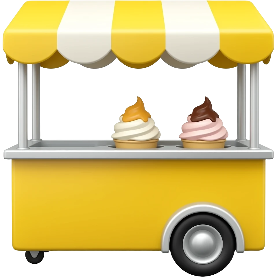 yellow ice cream cart  with yellow umber emoji
