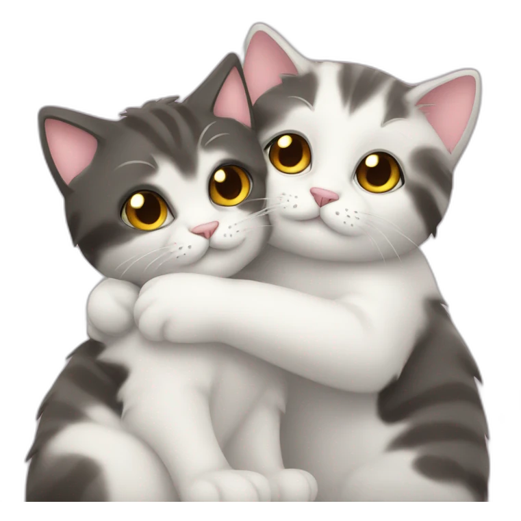cute fluffy cat hugs another cat emoji