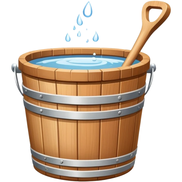 Sauna wooden bucket and ladle emoji