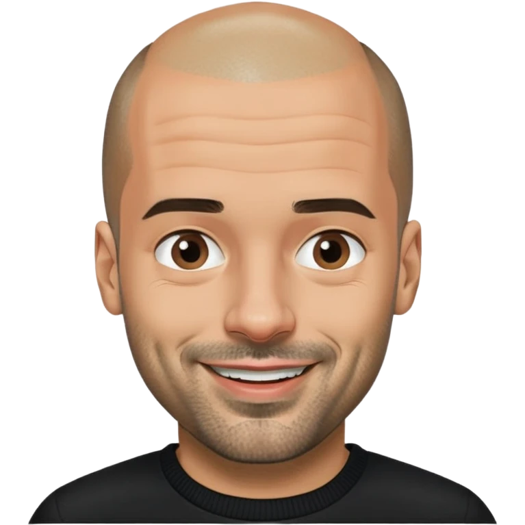 Pep Guardiola, wearing a black sweater, happily winking emoji