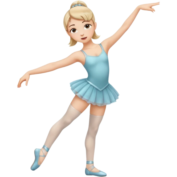 Una chica con vestuario de bailarina urbana con las piernas flexionadas, el dedo índice en la boca, el tren superior inclinado hacia la izquierda y con la cadera proyectada hacia la izquierda emoji