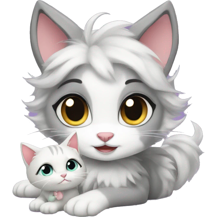 vanellope the furry gray with white kitty emoji
