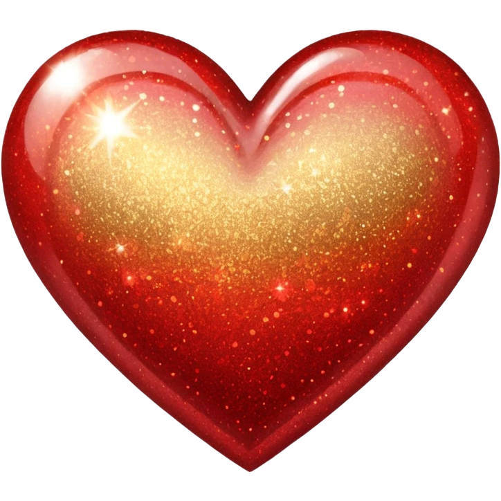 glitter heart, red to gold ombre emoji