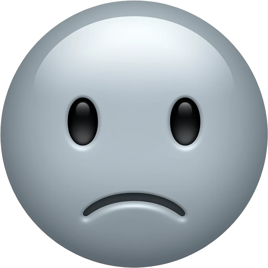 A gray circle whit serius face emoji