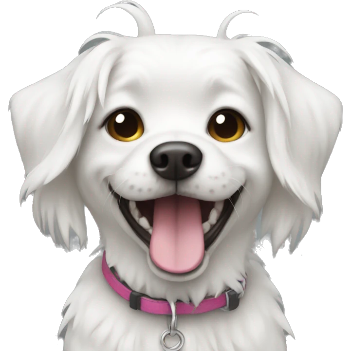 Crazy girl dog white emoji