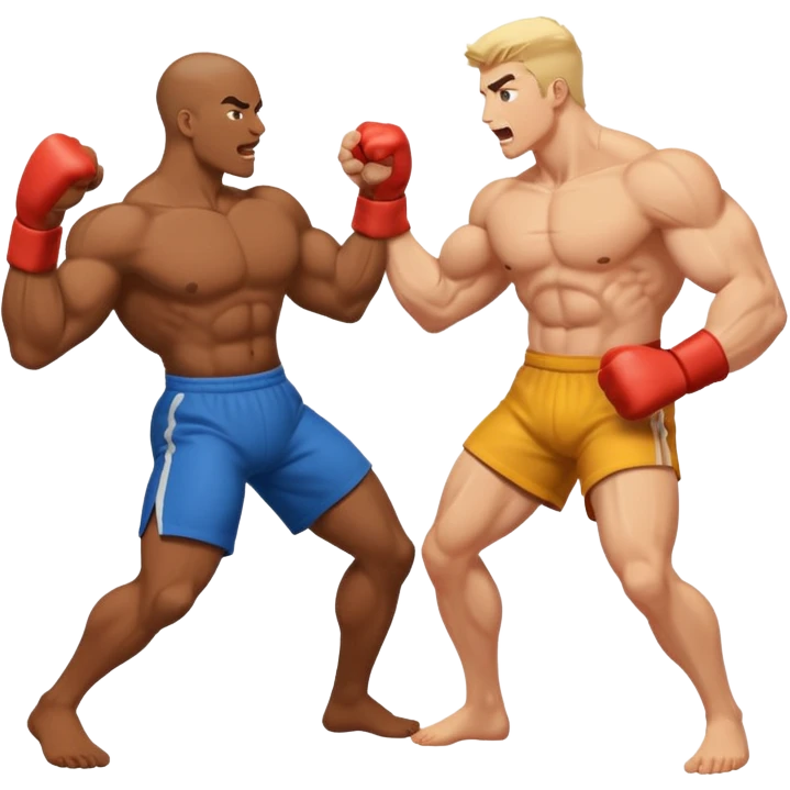 two people brawling, energetic, expressive emoji