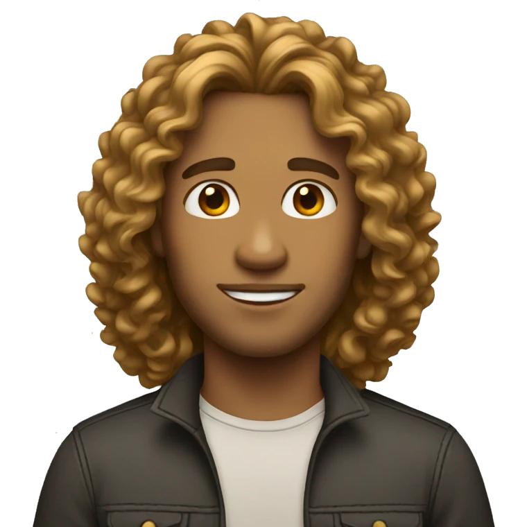 Guy with long curly hair  emoji