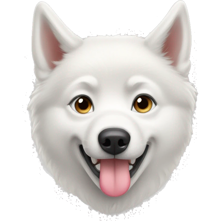 a white husky making a kissy face emoji