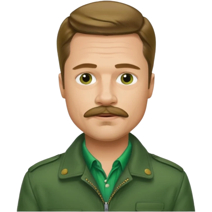 brad pitt with stache, wear green jacket emoji