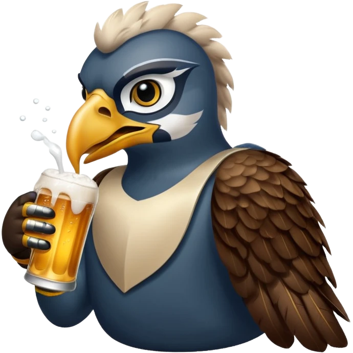 Seahawk bird drinking beer emoji
