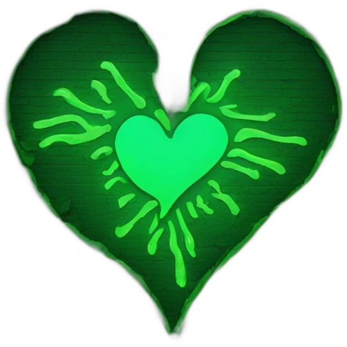 Neon green broken heart emoji